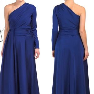 Royal Blue One-Shoulder Gown w/ Draped Sash
